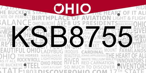 KSB8755 Ohio License Plate