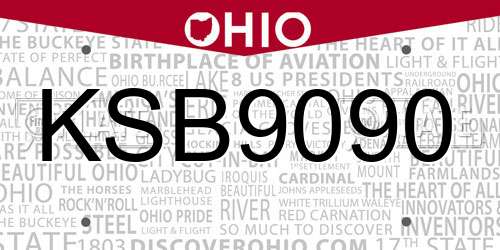 KSB9090 Ohio License Plate