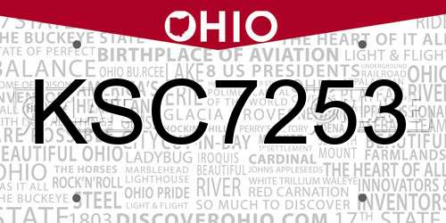 KSC7253 Ohio License Plate