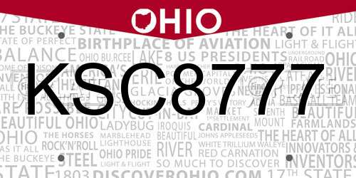 KSC8777 Ohio License Plate