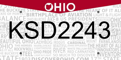 KSD2243 Ohio License Plate