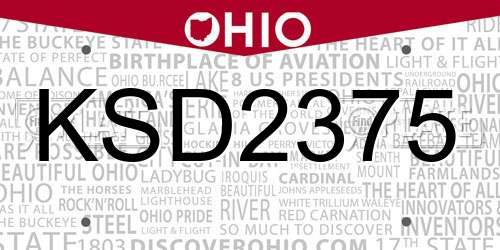 KSD2375 Ohio License Plate