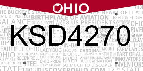 KSD4270 Ohio License Plate
