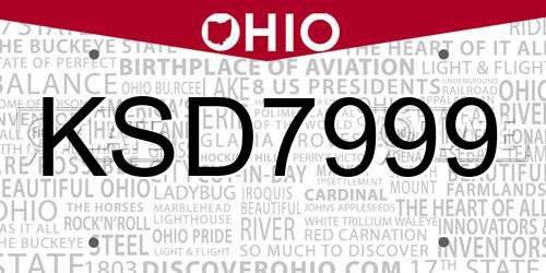 KSD7999 Ohio License Plate