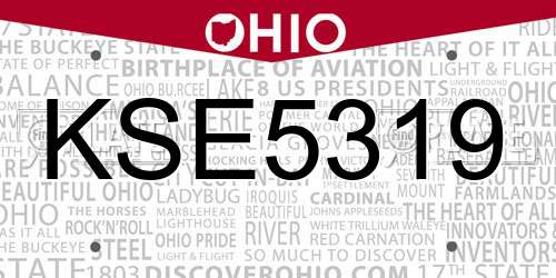 KSE5319 Ohio License Plate