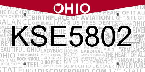KSE5802 Ohio License Plate