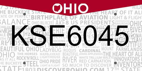 KSE6045 Ohio License Plate