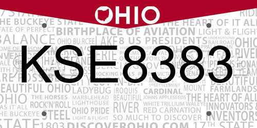 KSE8383 Ohio License Plate