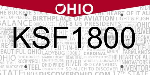 KSF1800 Ohio License Plate