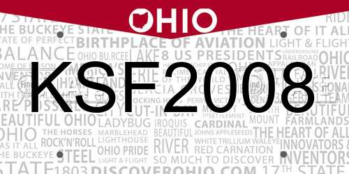 KSF2008 Ohio License Plate