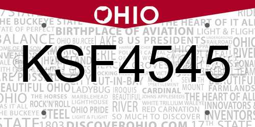 KSF4545 Ohio License Plate