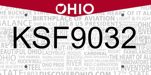 KSF9032 Ohio License Plate