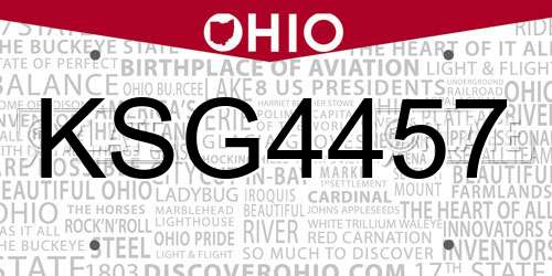 KSG4457 Ohio License Plate