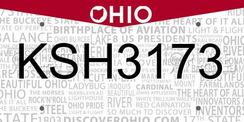 KSH3173 Ohio License Plate