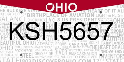 KSH5657 Ohio License Plate