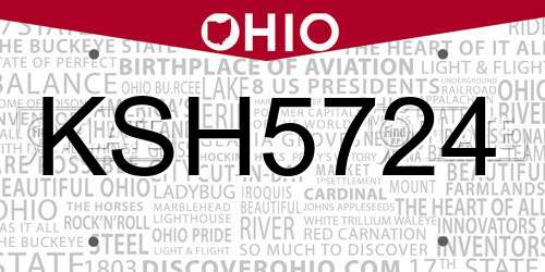 KSH5724 Ohio License Plate