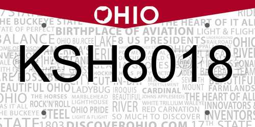 KSH8018 Ohio License Plate