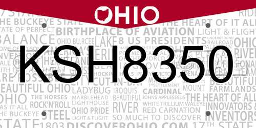 KSH8350 Ohio License Plate