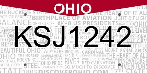 KSJ1242 Ohio License Plate