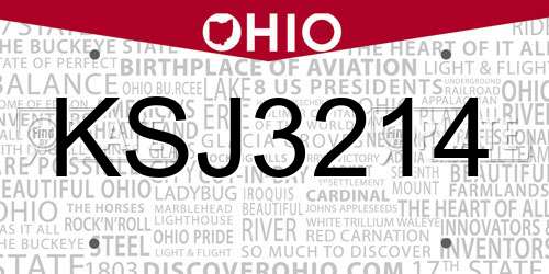 KSJ3214 Ohio License Plate
