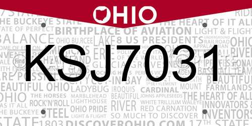 KSJ7031 Ohio License Plate