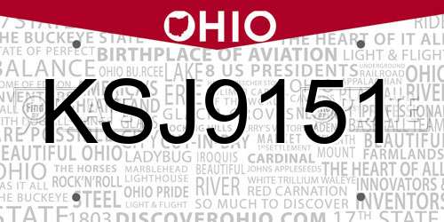 KSJ9151 Ohio License Plate