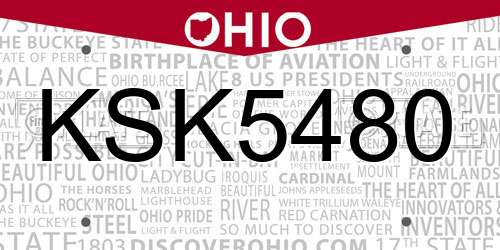 KSK5480 Ohio License Plate