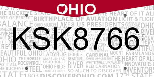 KSK8766 Ohio License Plate