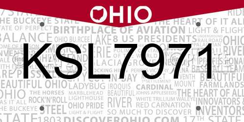 KSL7971 Ohio License Plate