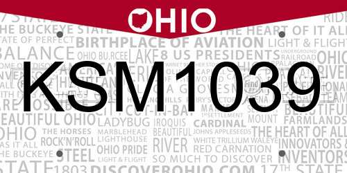 KSM1039 Ohio License Plate