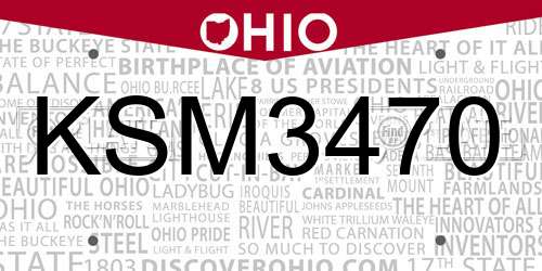 KSM3470 Ohio License Plate