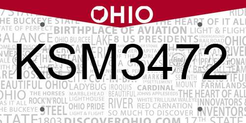 KSM3472 Ohio License Plate