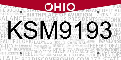KSM9193 Ohio License Plate