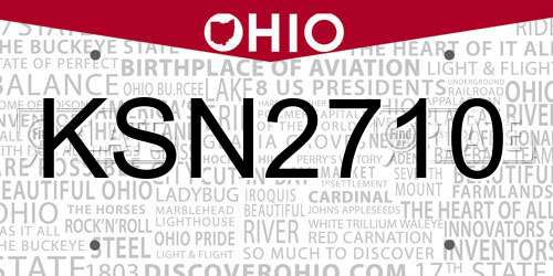 KSN2710 Ohio License Plate