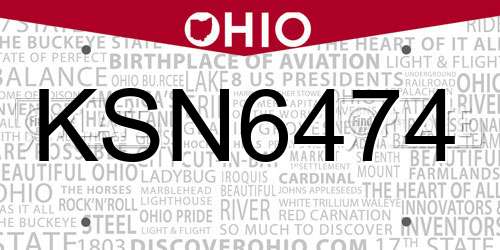 KSN6474 Ohio License Plate