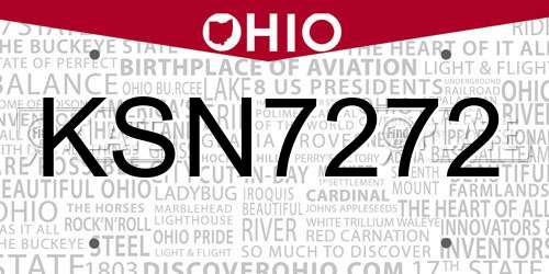 KSN7272 Ohio License Plate