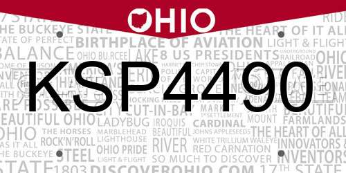 KSP4490 Ohio License Plate