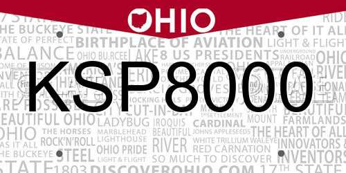 KSP8000 Ohio License Plate