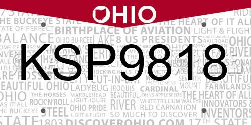KSP9818 Ohio License Plate