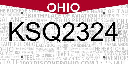 KSQ2324 Ohio License Plate