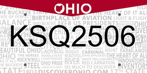 KSQ2506 Ohio License Plate