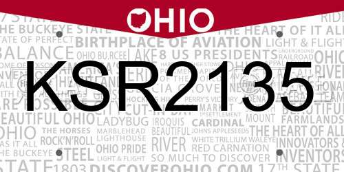 KSR2135 Ohio License Plate