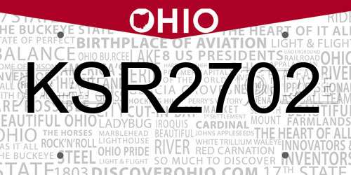 KSR2702 Ohio License Plate