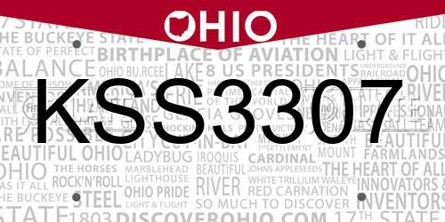 KSS3307 Ohio License Plate