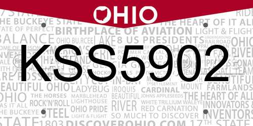 KSS5902 Ohio License Plate