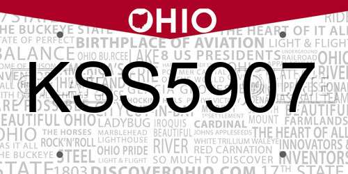KSS5907 Ohio License Plate