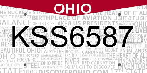 KSS6587 Ohio License Plate