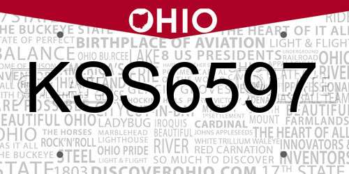 KSS6597 Ohio License Plate