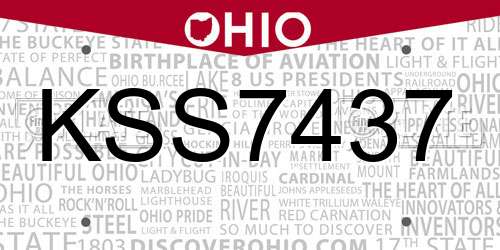 KSS7437 Ohio License Plate
