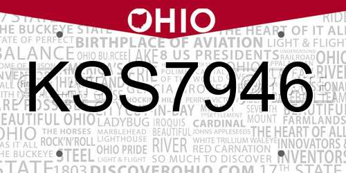 KSS7946 Ohio License Plate